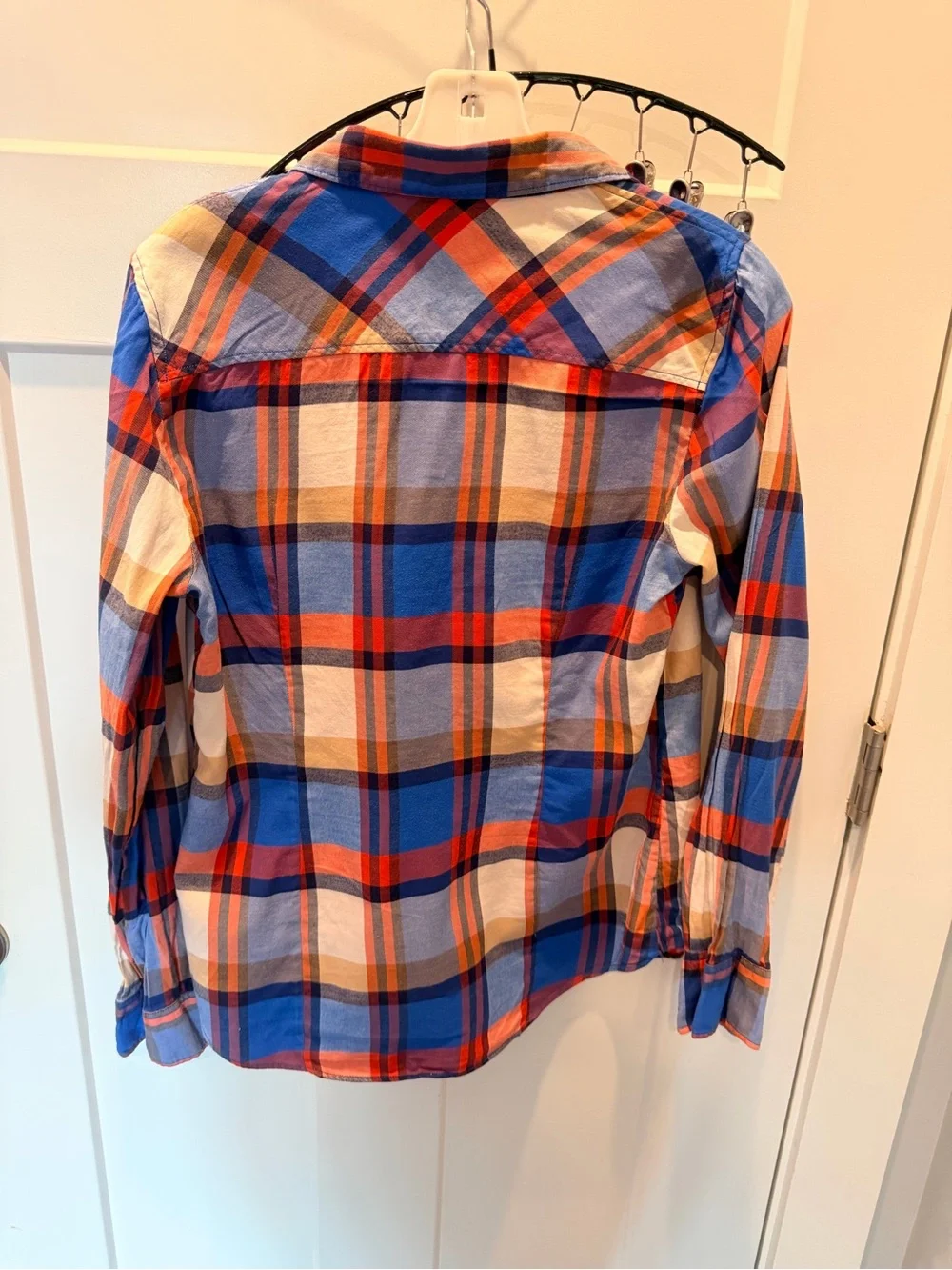 J.Crew Perfect Fit Blue Orange Plaid Cotton Button Down Shirt Medium
